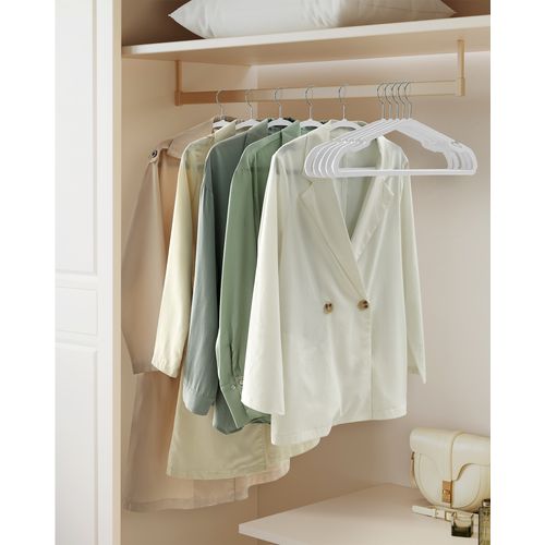 Cintres, Lot De 50, Cintres En Plastique, Gain De Place, 41,6 X 21,4 Cm, Pour Armoire, Blanc Nuage