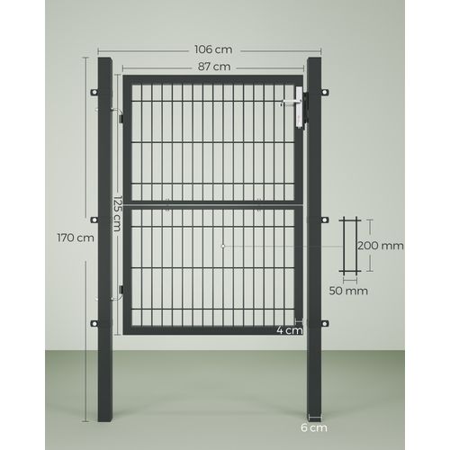 Portillon En Fer Galvanisé, Portail De Clôture , Robuste Et Durable, 106x171cm