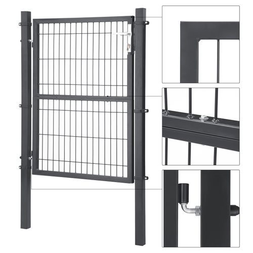 Portillon En Fer Galvanisé, Portail De Clôture , Robuste Et Durable, 106x171cm