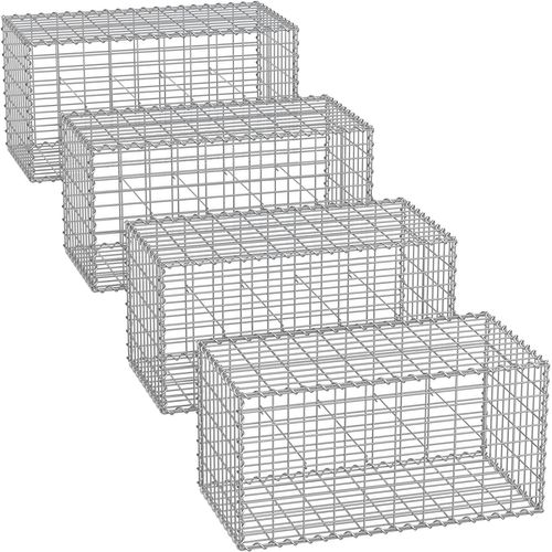 Lot De 4,gabion Pour Pierre,100 X 50 X50 Cm,décoration De Jardin,argent