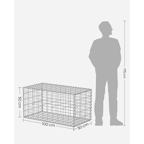 Lot De 4,gabion Pour Pierre,100 X 50 X50 Cm,décoration De Jardin,argent