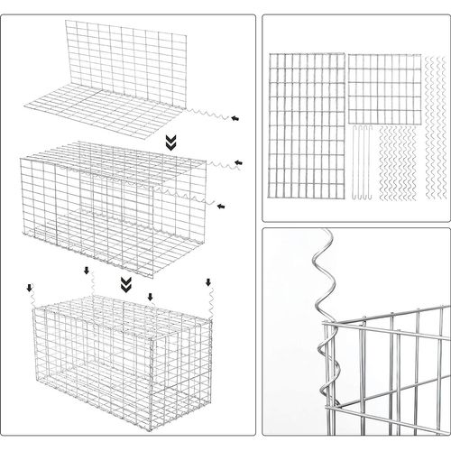 Lot De 10, Gabion Pour Pierre, Cloture Gabion, Argent,100 X 50 X 50 Cm