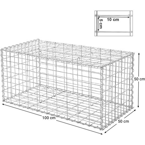 Lot De 10, Gabion Pour Pierre, Cloture Gabion, Argent,100 X 50 X 50 Cm