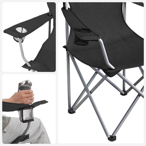 Lot De 2 Chaises De Camping, Confortable, Structure Robuste, Charge Max De 150 Kg