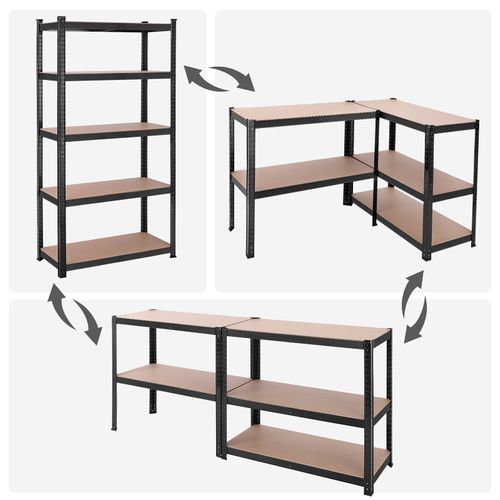 Étagère à 5 Niveaux, 180 X 90 X 40 Cm, Charge Totale 875 Kg, Planches Réglables