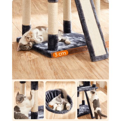 Arbre à Chat XXL, Tour De Jeux 168 Cm, Gris Anthracite