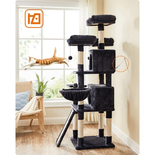 Arbre à Chat XXL, Tour De Jeux 168 Cm, Gris Anthracite