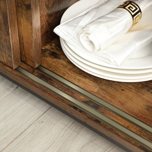 Buffet à Portes Coulissantes, Cadre En Acier, Style Industriel, Marron Rustique Et Noir