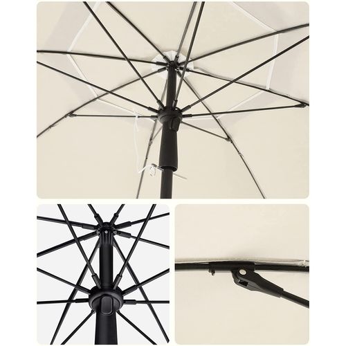 Parasol De Jardin Ø 2 M, Ombrelle, Protection Upf 50+, Inclinable, Portable, Résistant Au Vent