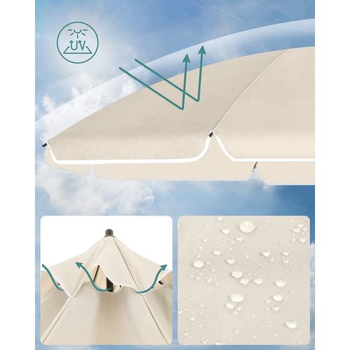 Parasol De Jardin Ø 2 M, Ombrelle, Protection Upf 50+, Inclinable, Portable, Résistant Au Vent