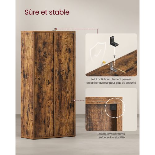 Bibliothèque, Avec 7 Compartiments Ouverts, Pour Salon, Bureau, Chambre, Marron Rustiue