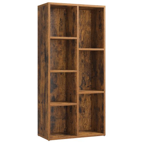 Bibliothèque, Avec 7 Compartiments Ouverts, Pour Salon, Bureau, Chambre, Marron Rustiue