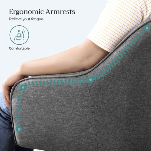 Fauteuil De Bureau, Réglable En Hauteur, Tissu Imitation Lin, Pour Bureau, Gris