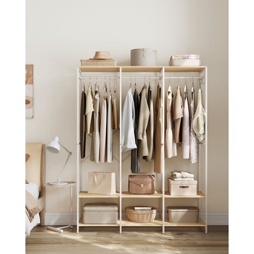 Armoire Vêtements Portable, Penderie Métal Pliable,avec Tringle, 40 X 141 X 180 Cm, Beige Naturel