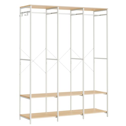 Armoire Vêtements Portable, Penderie Métal Pliable,avec Tringle, 40 X 141 X 180 Cm, Beige Naturel
