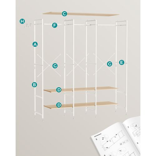 Armoire Vêtements Portable, Penderie Métal Pliable,avec Tringle, 40 X 141 X 180 Cm, Beige Naturel