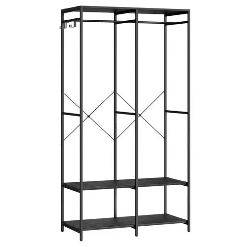 Armoire Vêtements Portable, Pliable, Avec Tringle, Crochet Amovible, 40 X 94,5 X 180 Cm, Noir Boisé