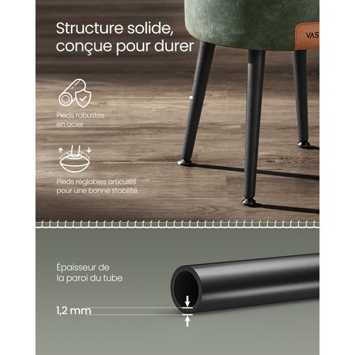 Pouf De Rangement, Tabouret De Coiffeuse, Pu Avec Coutures, Capacité 150 Kg, Vert Forêt