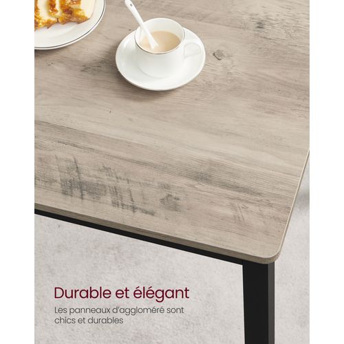 Table à Manger Avec 2 Bancs, Cadre En Acier, Grège Chiné Et Noir D'encre