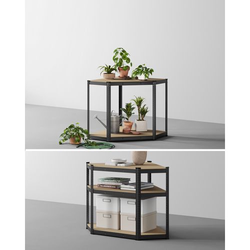 Étagères D'angle à 5 Niveaux, Charge Lourde, Capacité De Charge 875 Kg, Noir D'encre Et Beige