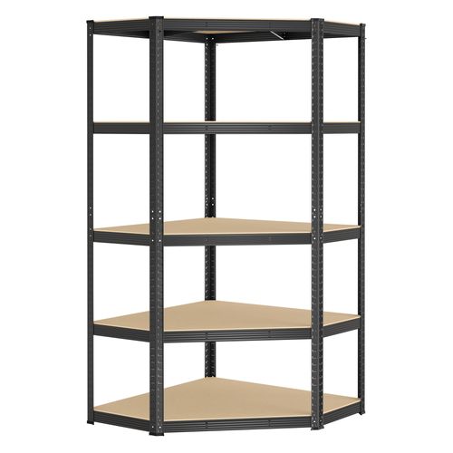 Étagères D'angle à 5 Niveaux, Charge Lourde, Capacité De Charge 875 Kg, Noir D'encre Et Beige