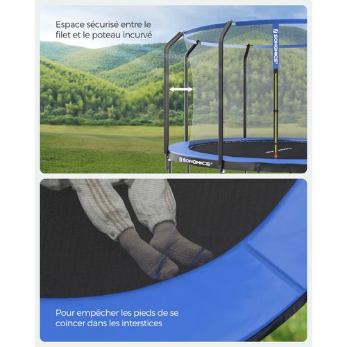 Trampoline Tüv Rheinland Gs Certifica, Trampoline De Jardin Rond,diamètre 366cm, Bleu Foncé