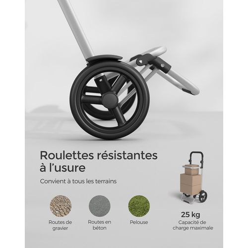 Caddie De Courses, Chariot De Courses, Pliable, Avec Sac Isotherme, Polyvalent, Noir