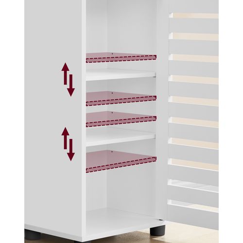 Meuble De Salle De Bain Haut, 3 Compartiments 1 Porte, Blanc Nuage