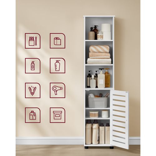 Meuble De Salle De Bain Haut, 3 Compartiments 1 Porte, Blanc Nuage