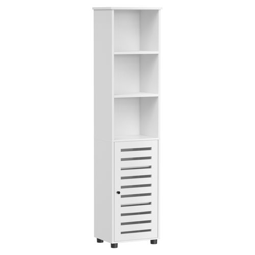 Meuble De Salle De Bain Haut, 3 Compartiments 1 Porte, Blanc Nuage