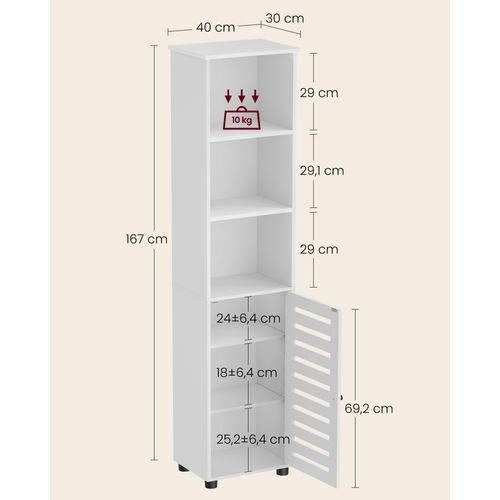 Meuble De Salle De Bain Haut, 3 Compartiments 1 Porte, Blanc Nuage
