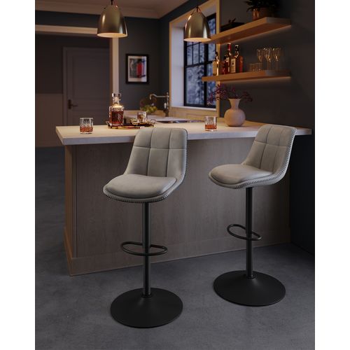 Tabourets De Bar, Lot De 2, Siège Pivotant à Hauteur Réglable, Avec Repose-pieds, Gris Tourterelle