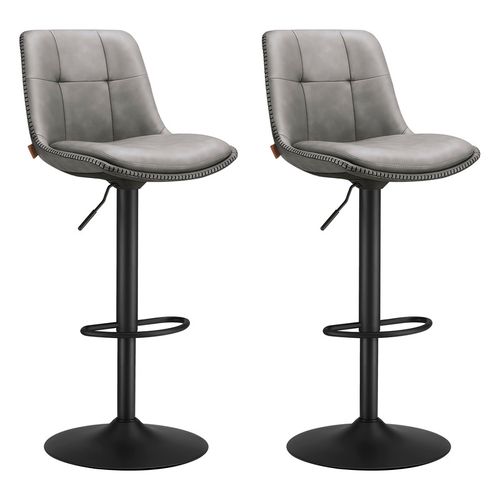 Tabourets De Bar, Lot De 2, Siège Pivotant à Hauteur Réglable, Avec Repose-pieds, Gris Tourterelle