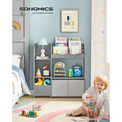 Étagère De Rangement Pour Enfants, Organisateur Avec 2 Boîtes De Rangement, Gris Tourterelle