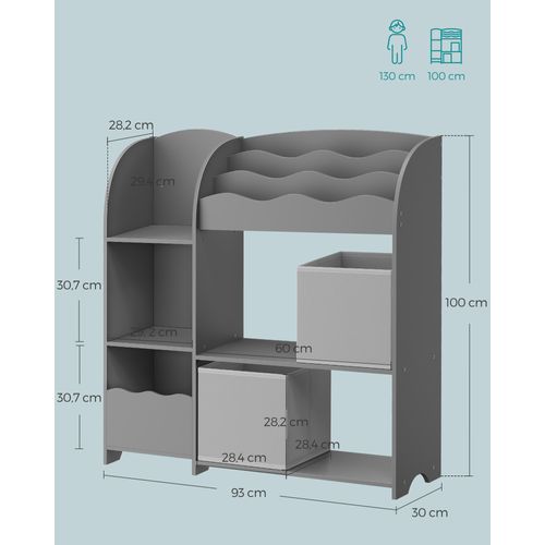 Étagère De Rangement Pour Enfants, Organisateur Avec 2 Boîtes De Rangement, Gris Tourterelle