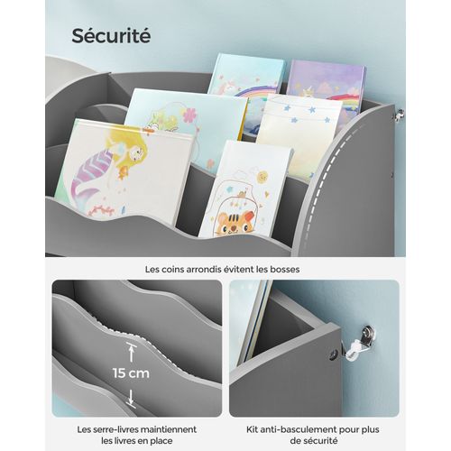 Étagère De Rangement Pour Enfants, Organisateur Avec 2 Boîtes De Rangement, Gris Tourterelle