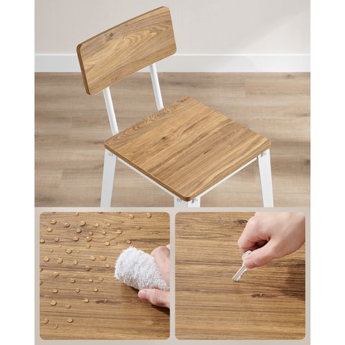 Tabouret Bar Industriel, Lot De 2, Avec Dossier, Cadre En Acier, Marron Blé Et Blanc Nuage