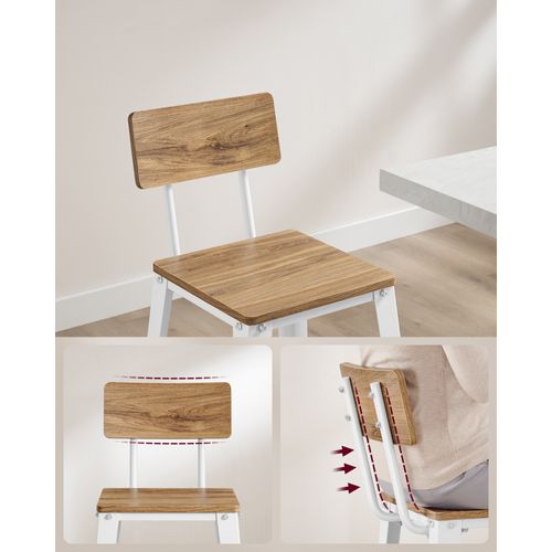 Tabouret Bar Industriel, Lot De 2, Avec Dossier, Cadre En Acier, Marron Blé Et Blanc Nuage