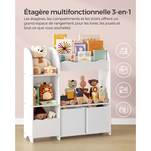 Étagère De Rangement Pour Enfants, Organisateur Avec 2 Boîtes De Rangement, Blanc Nuage