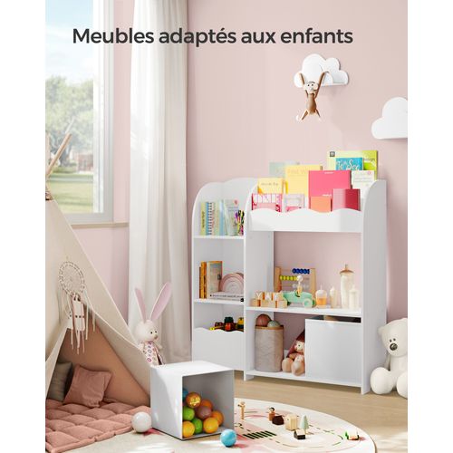 Étagère De Rangement Pour Enfants, Organisateur Avec 2 Boîtes De Rangement, Blanc Nuage