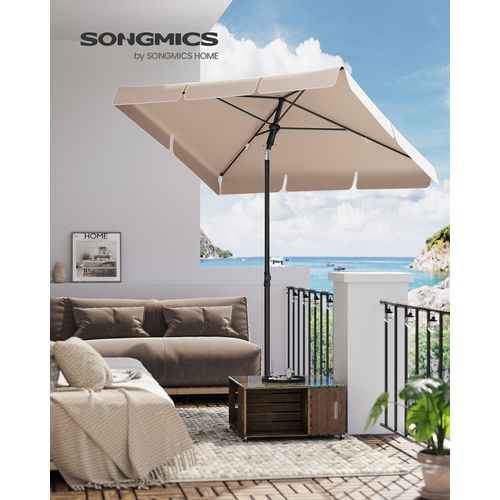 Parasol 230 X 150 Cm, Protection Solaire Upf 50+, Inclinable Sur 30° Dans Les 2 Sens, Taupe