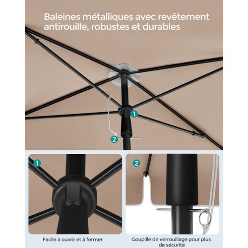 Parasol 230 X 150 Cm, Protection Solaire Upf 50+, Inclinable Sur 30° Dans Les 2 Sens, Taupe