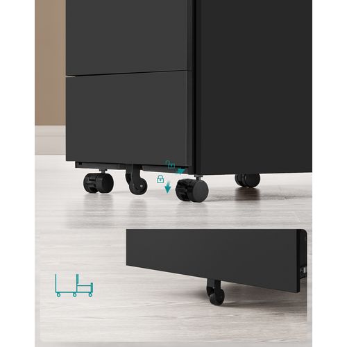 Caisson De Bureau Mobile, Verrouillable, Avec 4 Tiroirs, Pré-assemblé, 45,1 X 39 X 69,3 Cm, Noir