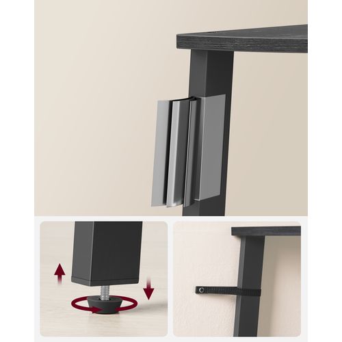 Étagère D'angle, Bibliothèque 5 Niveaux, Style Industriel, Gris Anthracite Et Noir Mat