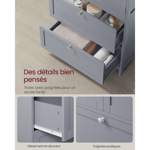 Armoire De Salle De Bain 30 X 60 X 110 Cm Gris Tourterelle