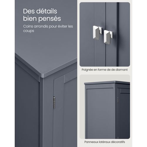 Armoire De Salle De Bain Avec 4 Portes Gris Ardoise