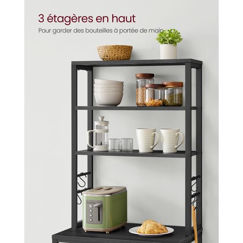 Étagère De Cuisine, Étagère Pour Machine à Café, 6 Étagères, Gris Anthracite Et Noir D'encre