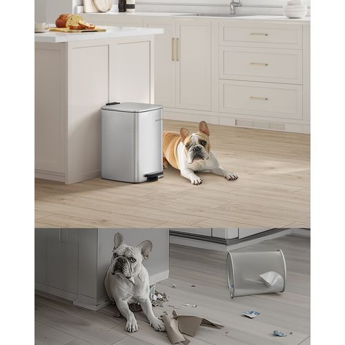 Poubelle De Cuisine, Poubelle 20 L, Poubelle à Pédale En Acier, Argent Métallique