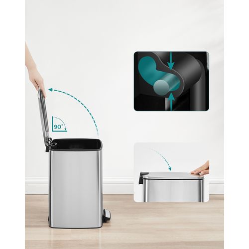 Poubelle De Cuisine, Poubelle 20 L, Poubelle à Pédale En Acier, Argent Métallique