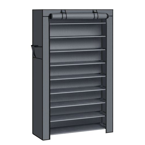 Étagère à Chaussures En Tissu à 10 Niveaux, Meuble De Rangement 28 X 88 X 160 Cm, Gris